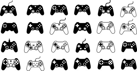 Black game controllers on white video game controllers
