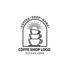 Elegant line art logo featuring an acoustic guitar, radiating light, within an arched frame, perfect for a music company.