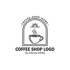 Elegant line art logo featuring an acoustic guitar, radiating light, within an arched frame, perfect for a music company.