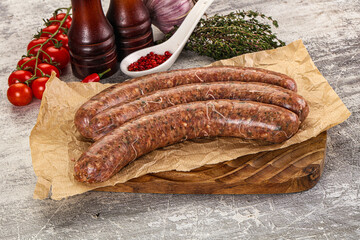 Raw beef and lamb sausages
