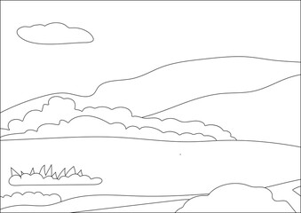 coloring page  countryside  landscape  background 