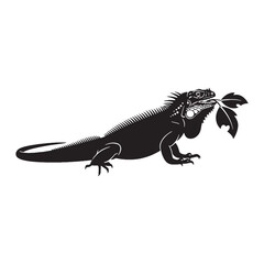 Iguana Silhouette with Clear Reptilian Profile – Iguana Vector Artwork for Graphic Use – Black Vector of Iguana