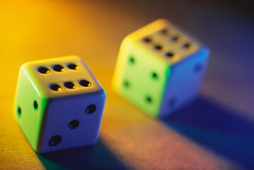 two dice on a blue background
