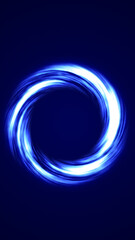 Vivid swirling blue energy ring glowing against a dark space background