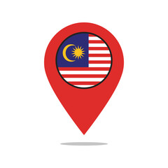 Obraz premium Malaysia flag location pin map marker indicating travel destination and national symbol vector