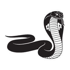 King Cobra Silhouette with Legendary Serpent Appearance – King Cobra Vector Graphic for Print and Digital – Black Vector of King Cobra – Snake Vector