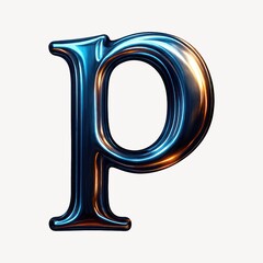 Glossy metallic letter P