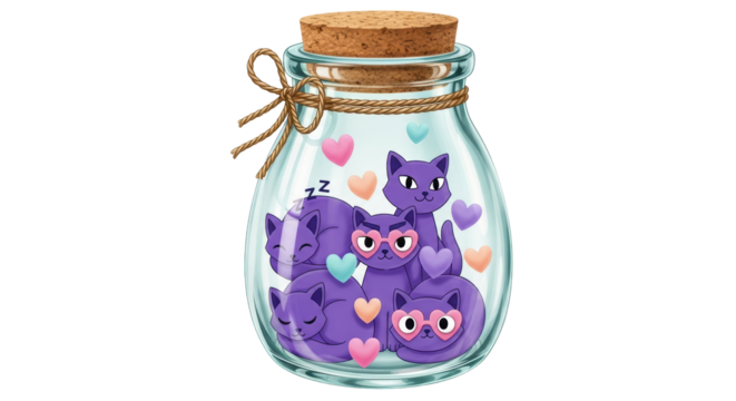 Isolated Cats in Jar