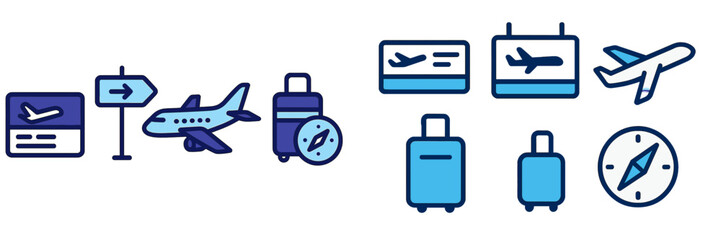 Fototapeta premium Airport Travel Icons Set, Minimalist flat design