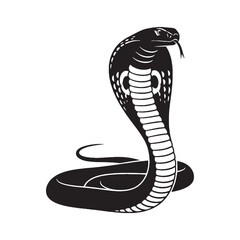 King Cobra Silhouette Highlighting Its Legendary Threatening Stance – King Cobra Vector Design for Artwork – King Cobra Illustration – Silhouette of King Cobra – Snake Silhouette