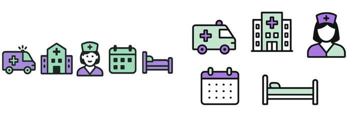 Obraz premium Medical and Healthcare Icons, Minimalist flat design