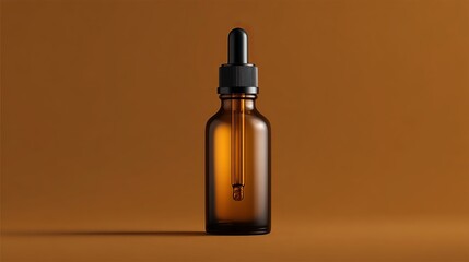 Naklejka premium Amber bottle with dropper for essential oils, aromatherapy or serum, perfect for beauty and wellness brands