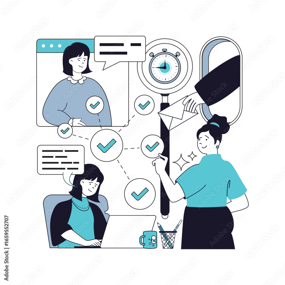 Wall mural project management concept for modern web design. people brainstorming and creating marketing strate