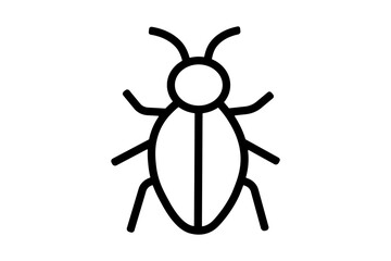 This image shows a simple black-and-white outline illustration of an insect. The insect has a round head with two antennae, an oval-shaped body divided by a vertical line