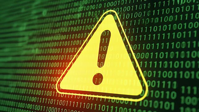 Cyber Security Warning: Digital Data Breach Alert with Binary Code