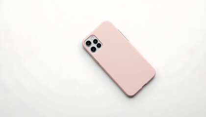 Pink i Phone 12 Pro Max back with triple camera system and Apple logo on white background iphone smartphone