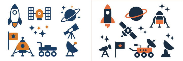 Fototapeta premium Space Exploration Icons, Minimalist flat design