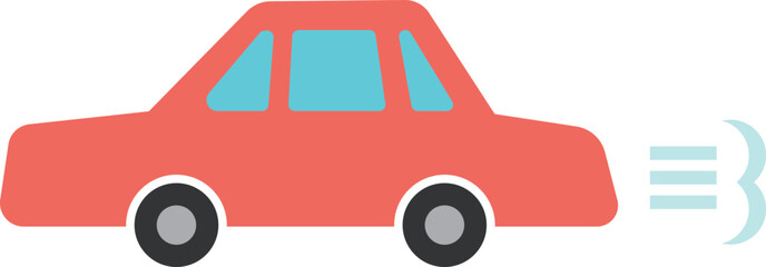 走っている赤い車のイラスト