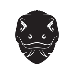 Classic Komodo Dragon Silhouette with Sturdy Body Outline – Komodo Dragon Vector Artwork – Black Vector of Komodo Dragon