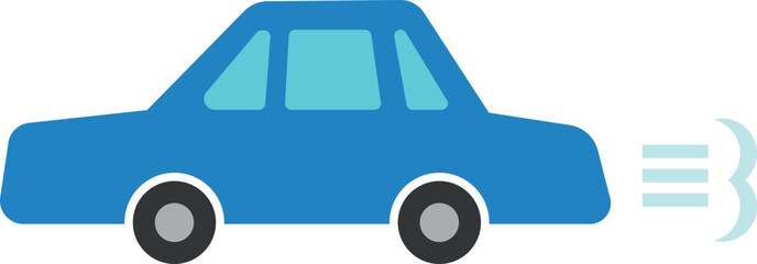 走っている青い車のイラスト