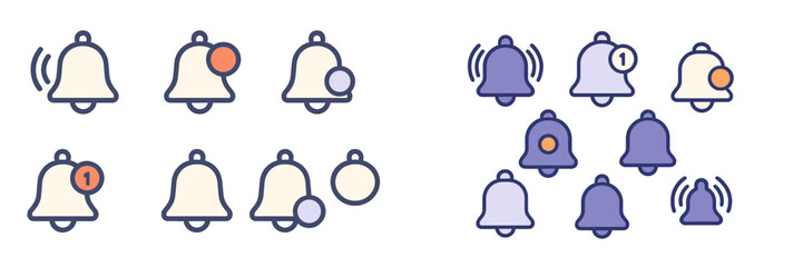 Obraz premium Bell Icons for Notifications, Minimalist flat design