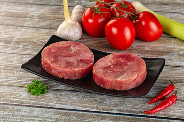 Raw round tuna fish fillet