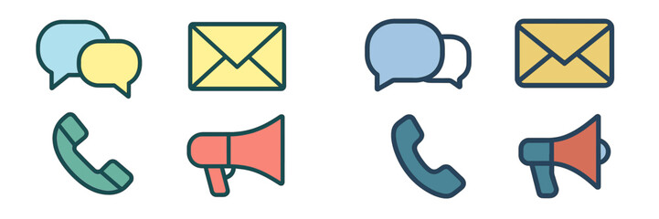 Naklejka premium Collection of vector communication icons in modern design style