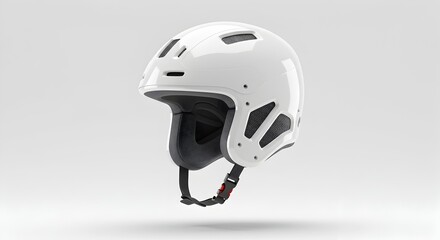 White Ski Helmet Isolated on Clean Background - Winter Sports Safety Gear Mockup