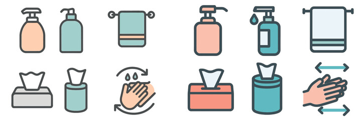 Obraz premium Vector illustration of hygiene products and handwashing essentials