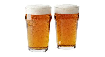 Isolated Two Glasses of Beer with Foam