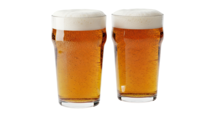 Isolated Two Glasses of Beer with Foam