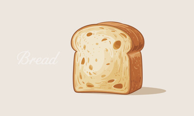 Detailed vector illustration of a single slice of bread with a golden crust and porous texture, perfect for culinary designs and food-related projects