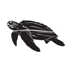 Fototapeta premium Leatherback Sea Turtle Silhouette Highlighting Powerful Swimming Motion Form – Leatherback Sea Turtle Vector Artwork – Leatherback Sea Turtle Illustration – Silhouette of Leatherback Sea Turtle