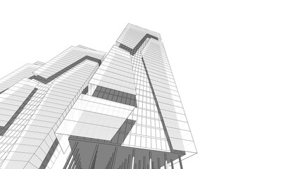Fototapeta premium Architectural building 3d illustration 3d rendering