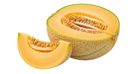 Isolated Cantaloupe Melon with Slice