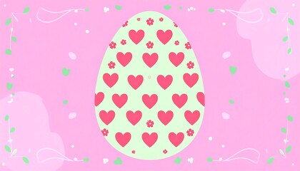 Pastel Easter egg design with hearts and flowers