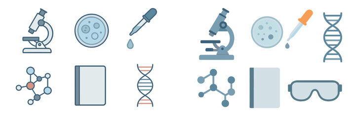 Vector illustration of laboratory equipment and biological elements