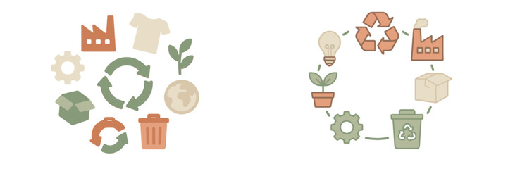 Vector illustration of diverse recycling concepts