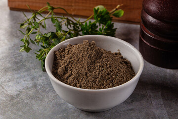 Ground dry black pepper powder
