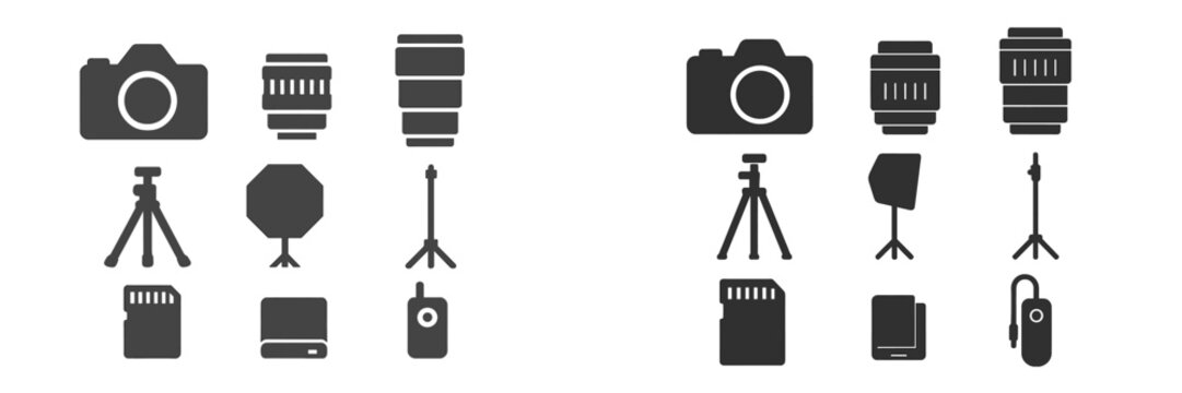 Illustration of camera equipment and accessories for photographers