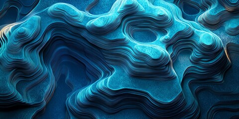 Obraz premium Abstract Blue Topographic Map with Contour Lines in 3d Style