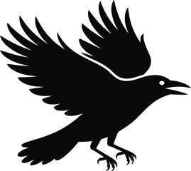 Fototapeta premium Black bird in flight flying wings spread