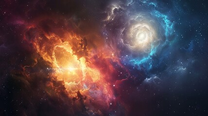 Obraz premium Cosmic Nebula Energy Clash