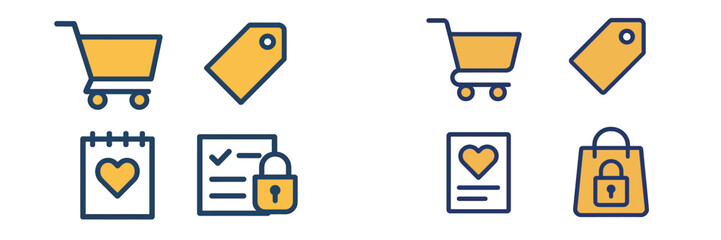 Vector illustration of shopping icons in a modern design style