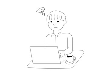 パソコン作業中の男性