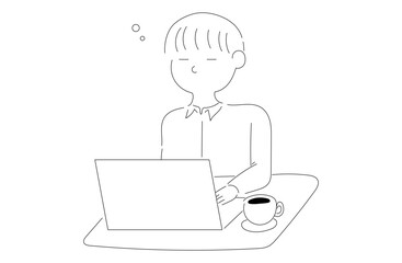 パソコン作業中の男性