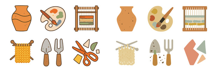Vector illustration of crafting tools and materials