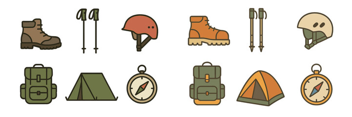 Outdoor gear collection for hiking and camping adventures