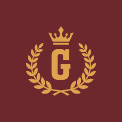 Elegant G Initial Crown Logo	
