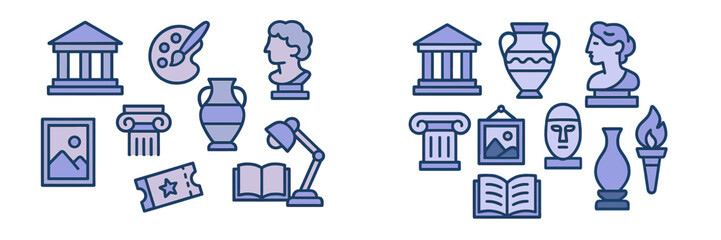 Cultural artifacts and symbols in vector illustration for learning